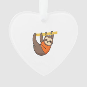Sloth Hanging on Branch with Orange Ornament