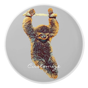 Sloth Hanging Out Thunder_Cove Ceramic Knob
