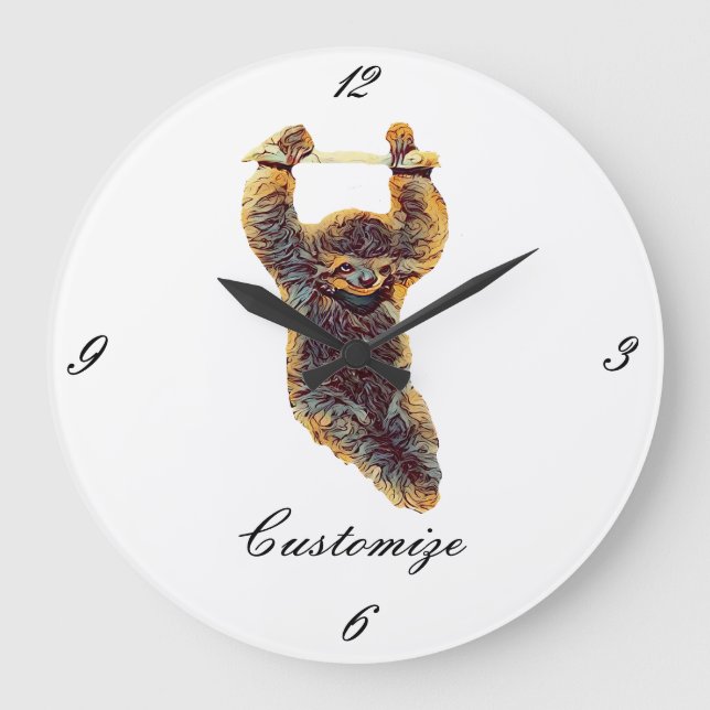 Sloth Hanging Out Thunder_Cove Large Clock (Front)