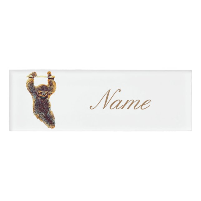 Sloth Hanging Out Thunder_Cove Name Tag (Front)