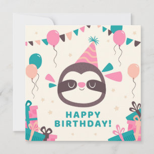 Sloth Happy Birthday Holiday Card