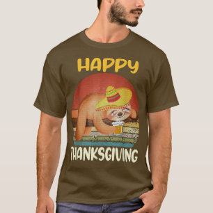Sloth Happy HalloThanksmas Funny Halloween Thanksg T-Shirt