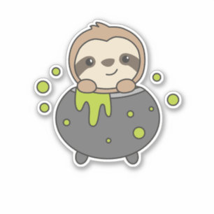 Sloth Happy Halloween Cauldron Bat