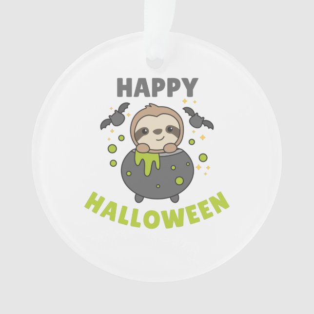 Sloth Happy Halloween Cauldron Bat Ornament (Front)