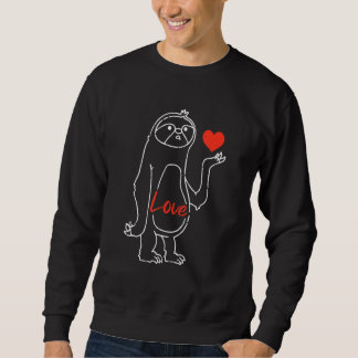 Sloth Heart Line Art Valentines Day Cute Animal Lo Sweatshirt