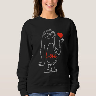 Sloth Heart Line Art Valentines Day Cute Animal Lo Sweatshirt