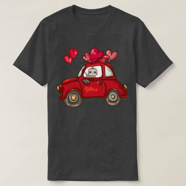 Sloth Heart Valentines Day Car Love Ballon Sloth V T-Shirt (Design Front)