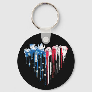 Sloth Heart Watercolor T-Shirt Cute Animal Blue Ce Key Ring