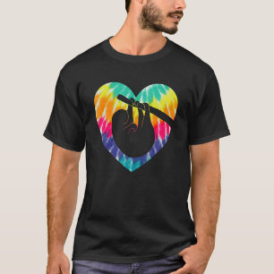 Sloth Heart With Tie Dye Print For Sloth T-Shirt