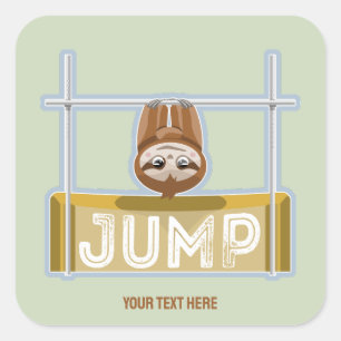 Sloth High Jump Square Sticker