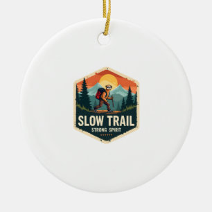 Sloth Hiking Shirt Vintage Trail Buddy Design Ceramic Tree Decoration
