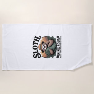 Sloth Hiking Squad Funny Camping Beach Towel