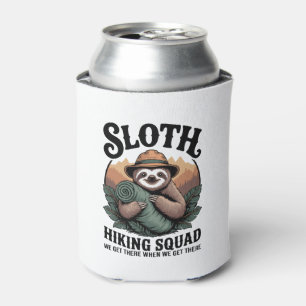 Sloth Hiking Squad Funny Camping Can Cooler