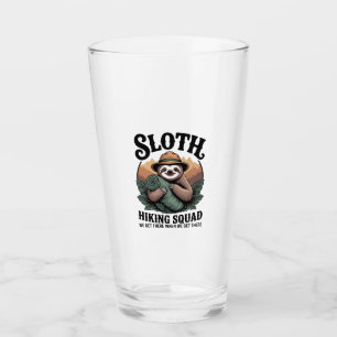 Sloth Hiking Squad Funny Camping Glass