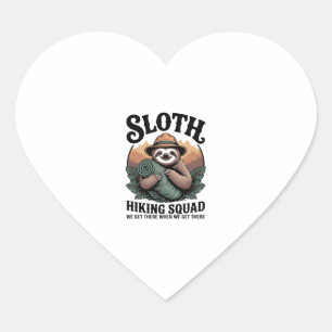 Sloth Hiking Squad Funny Camping Heart Sticker