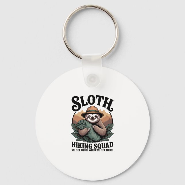 Sloth Hiking Squad Funny Camping Key Ring (Front)