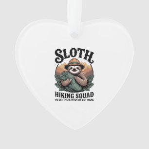 Sloth Hiking Squad Funny Camping Ornament