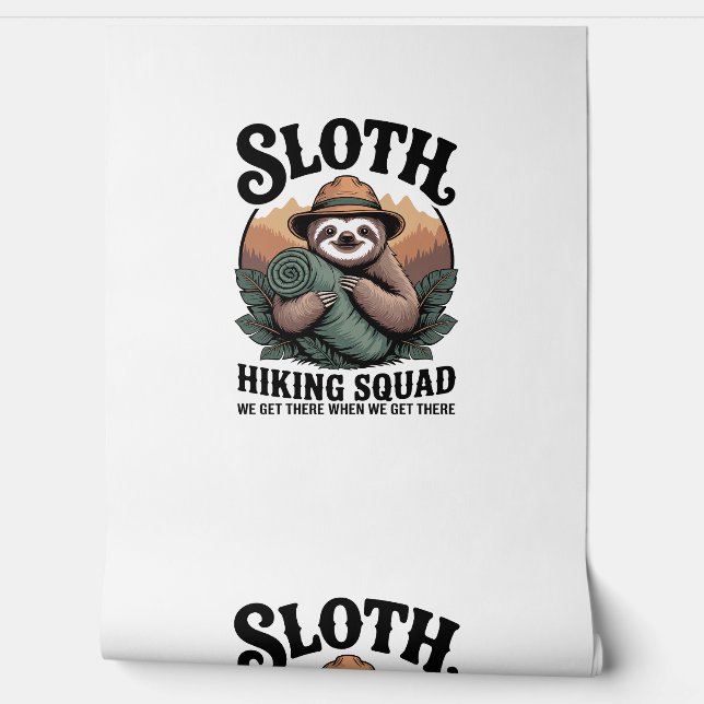 Sloth Hiking Squad Funny Camping Wallpaper (Unrolling)