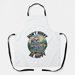 Sloth Hiking Team Don't Hurry Be Happy Enjoy the J Apron