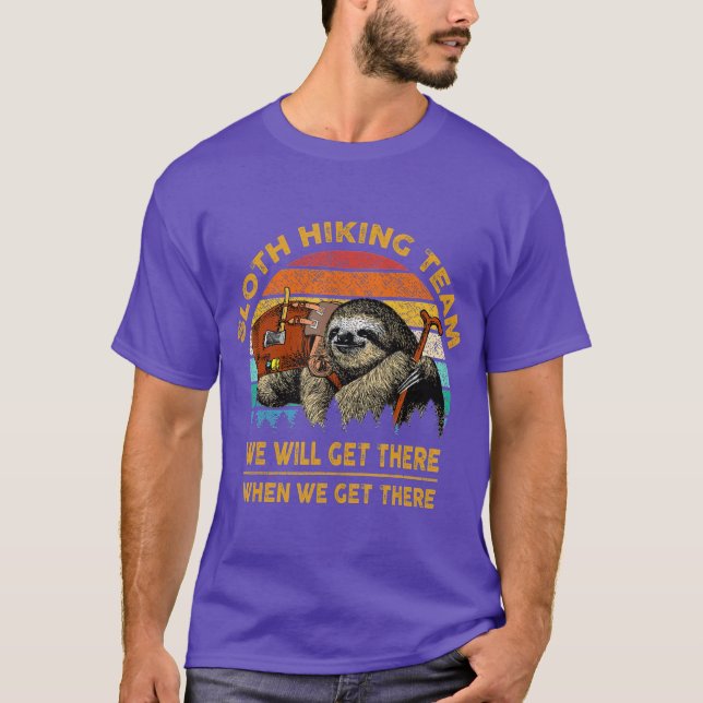 Sloth hiking team funny camping T-Shirt (Front)