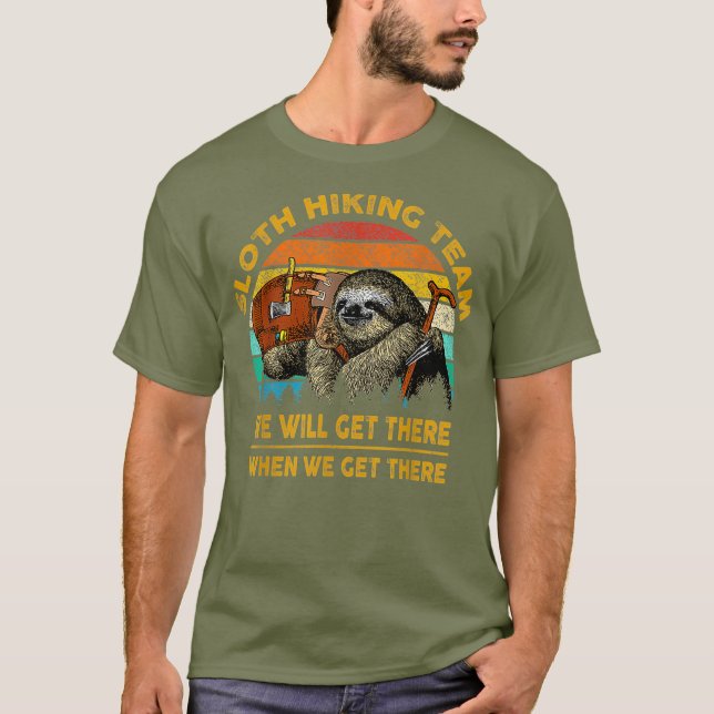 Sloth hiking team funny camping T shirt (Front)