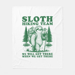 Sloth Hiking Team Funny Hiker Mountain Hiking Club Fleece Blanket
