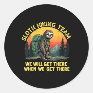 Sloth Hiking Team Funny Slow Trek Nature Adventure Classic Round Sticker