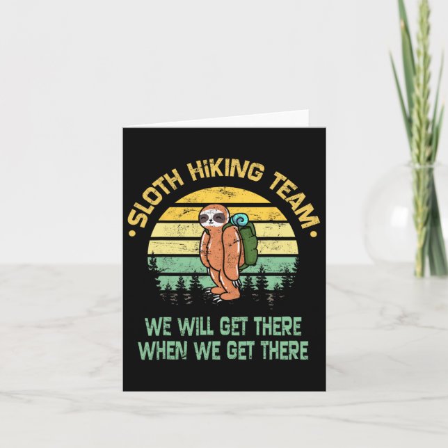 Sloth Hiking Team Hiker Camper Funny Retro  Card (Front)