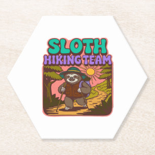Sloth Hiking Team Oversized T-Shirt Paper Coaster