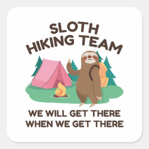 Sloth Hiking Team Square Sticker