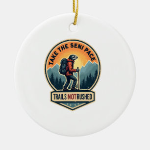 Sloth Hiking Vintage Shirt Funny Slow Trail Design Ceramic Tree Decoration