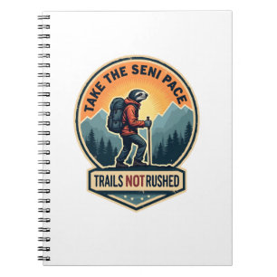 Sloth Hiking Vintage Shirt Funny Slow Trail Design Notebook