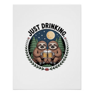 Sloth Hiking with Drinking Team Poster