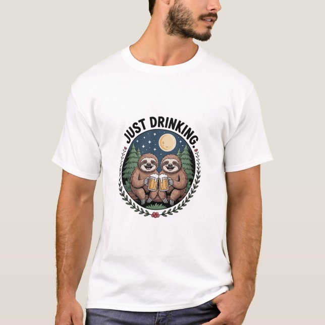 Sloth Hiking with Drinking Team T-Shirt (Front)