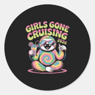 Sloth Hippie Girls Gone Cruising 2026 Cruise Vacat Classic Round Sticker