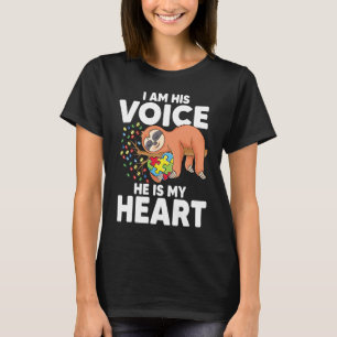 Sloth holding Puzzle Piece heart Cute sloth Autism T-Shirt