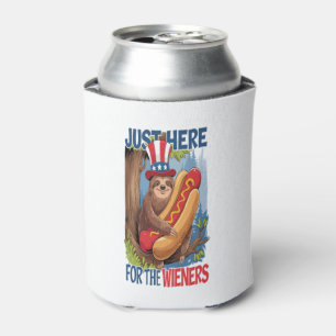 Sloth Hot Dog 4th of July BBQ Can Cooler
