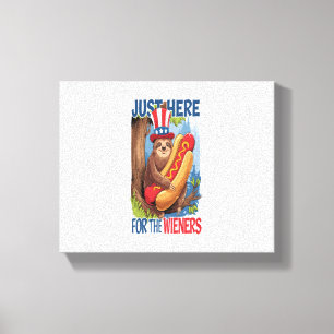 Sloth Hot Dog 4th of July BBQ Canvas Print