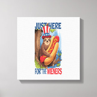 Sloth Hot Dog 4th of July BBQ Canvas Print