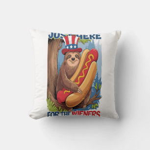 Sloth Hot Dog 4th of July BBQ Cushion