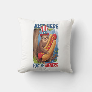 Sloth Hot Dog 4th of July BBQ Cushion
