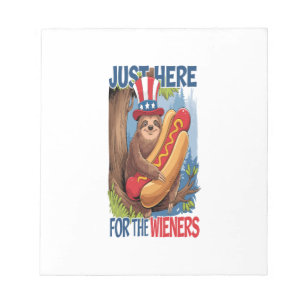 Sloth Hot Dog 4th of July BBQ Notepad