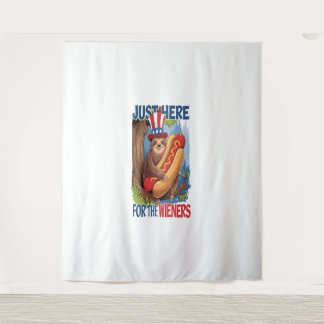 Sloth Hot Dog 4th of July BBQ Tapestry