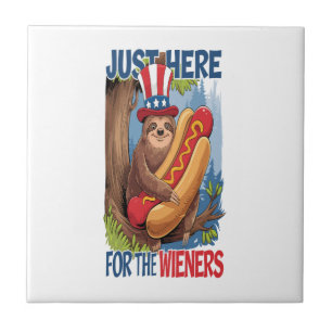 Sloth Hot Dog 4th of July BBQ Tile