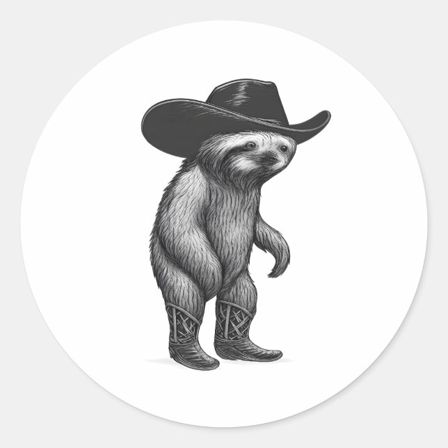 Sloth Howdy Sloth Classic Round Sticker (Front)