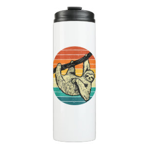 Sloth Hugging Branch - Retro Vintage Animal Lover Thermal Tumbler