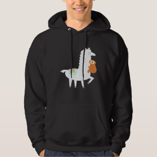 Sloth Hugging Llama Alpaca Animal Lovers Hoodie