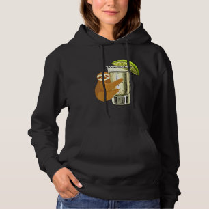 Sloth Hugging Tequila Salt Lime Glass Sloths Drink Hoodie