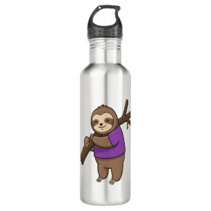 Sloth Hugging Tree Branch Wearing Purple 710 Ml Water Bottle