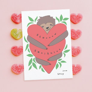 Sloth Hugs Classroom Valentine's Day Card